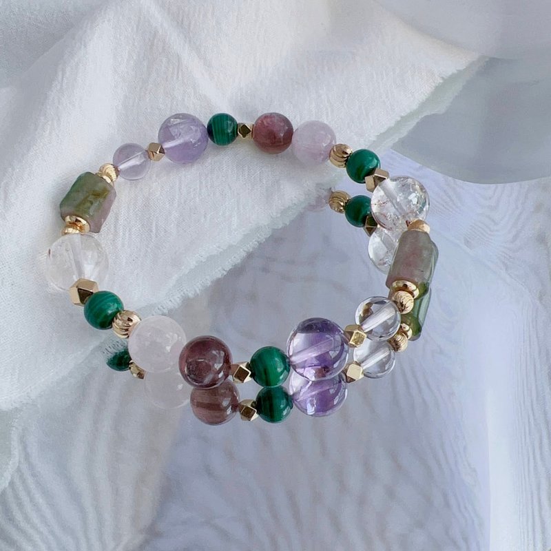 私人半岛/ 14K包金天然水晶能量手链/ 定制礼物 - 耳环/耳夹 - 水晶 