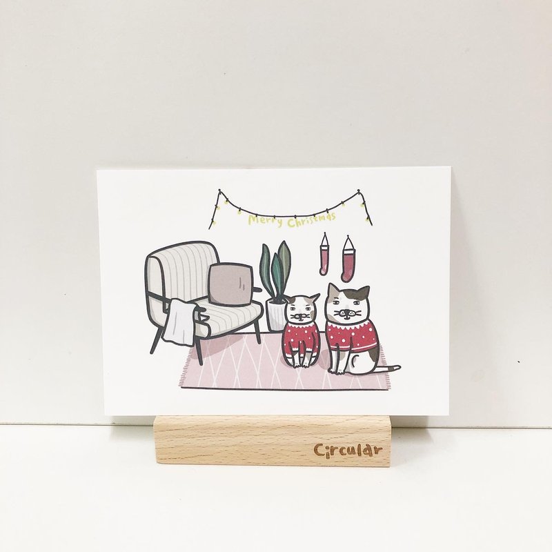 Circular圆脸人-温暖/猫咪圣诞卡片 - 卡片/明信片 - 纸 