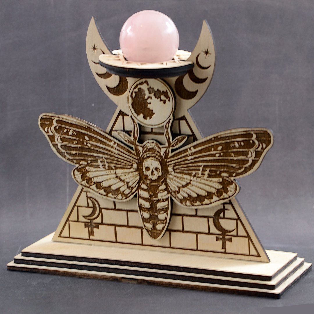 Death Head moth sphere stand, Moon sphere holder, Pyramid sphere holder - 其他 - 木头 咖啡色
