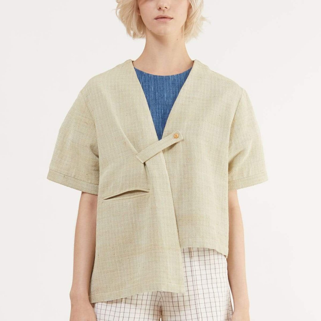 Asymmetry Short Sleeve Kimono - 女装上衣 - 棉 