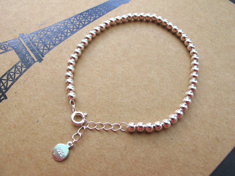 925纯银饰 【银手链】手创天然石系列 - 手链/手环 - 纯银 银色