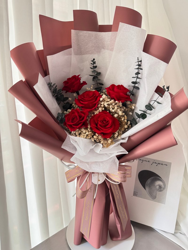 永生花束 永生红玫瑰 - 干燥花/捧花 - 植物．花 