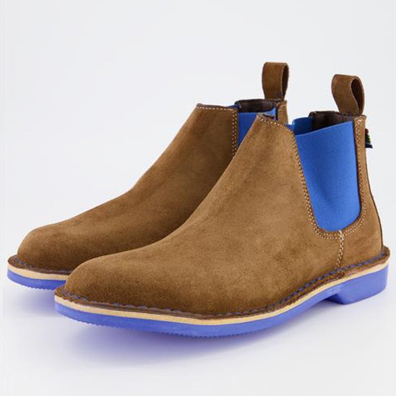 【南非手工猎人鞋】却尔喜靴 非洲猎人鞋 男靴 女靴 海湾蓝 - 雨鞋/雨靴 - 真皮 蓝色