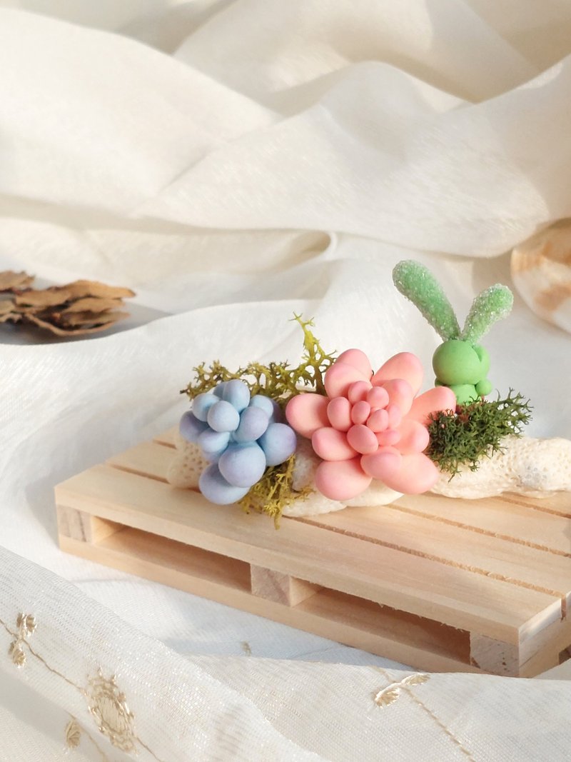 仿真黏土多肉 碧光环 橘梦 月美人 组合A小盆 - 摆饰 - 其他材质 多色