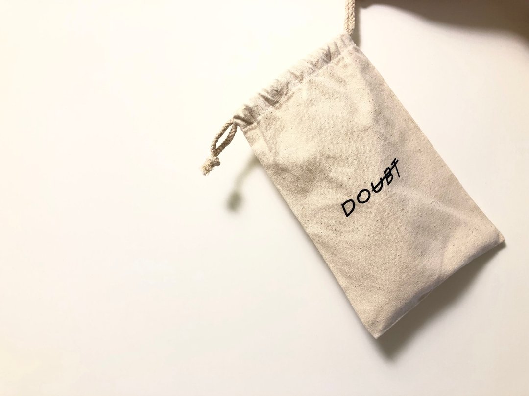 束口收纳袋 / 手写句子 /  (no) doubt - 化妆包/杂物包 - 棉 卡其色