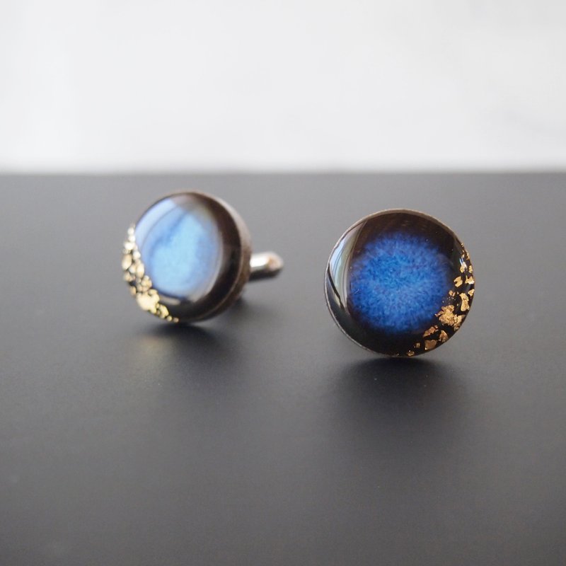 饱满美浓烧 (金箔) 袖扣 男士袖扣 - 袖扣 - 瓷 蓝色