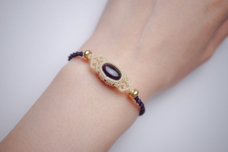 紫水晶 蜡线编织手绳 - 手链/手环 - 宝石 紫色