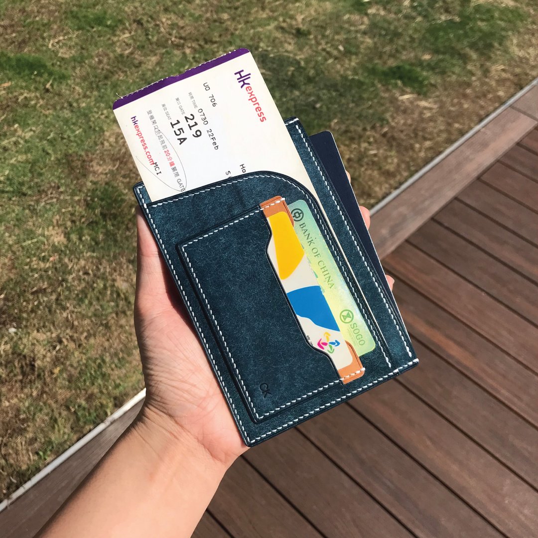 蓝色磨砂牛皮 真皮护照套 全手工护照夹 极简设计 多色选择 - 护照夹/护照套 - 真皮 蓝色