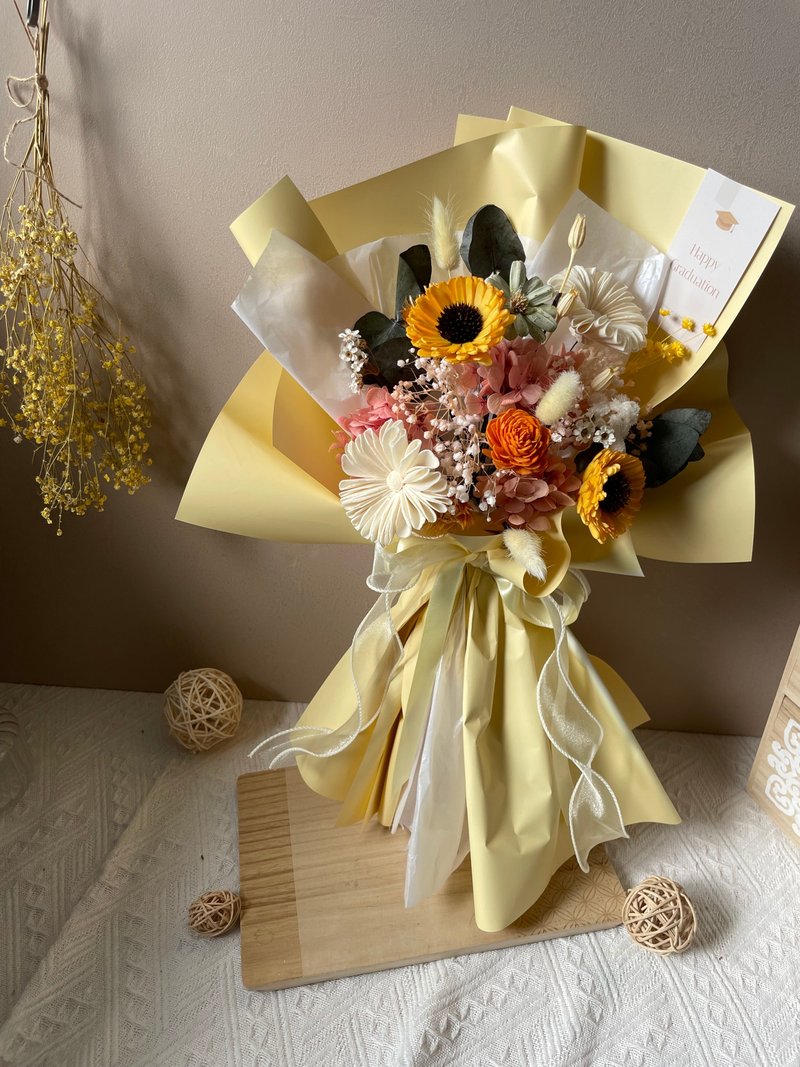 向日葵毕业花束谢师花束 - 干燥花/捧花 - 植物．花 黄色