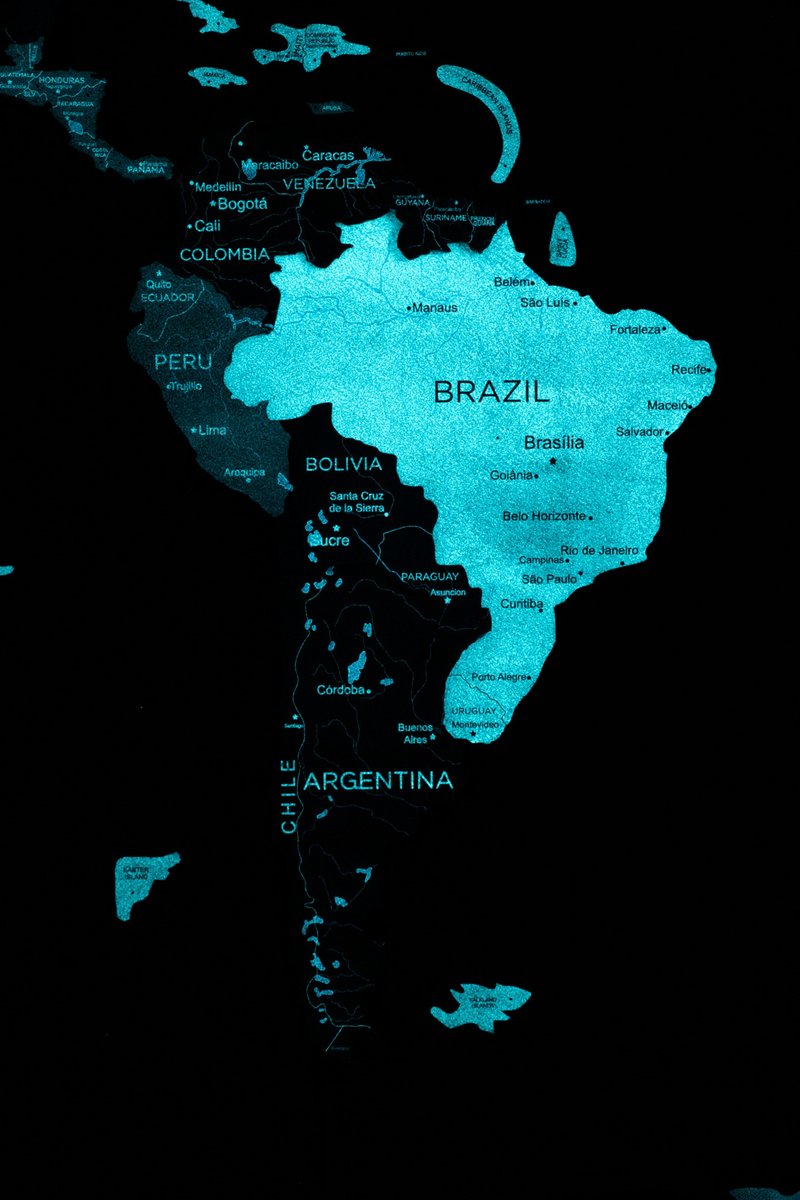 3D 世界地图在黑暗中发光 旅行地图 家居装饰 木制世界地图 - 墙贴/壁贴 - 木头 多色