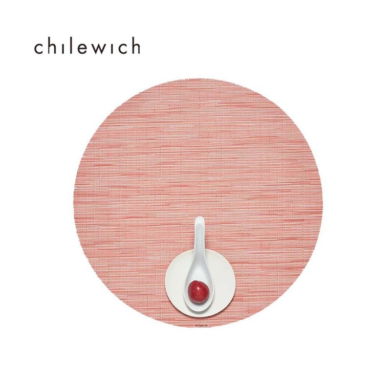 Bamboo 竹编系列38cm圆餐垫-夕阳红 - 餐垫/桌巾 - 塑料 红色