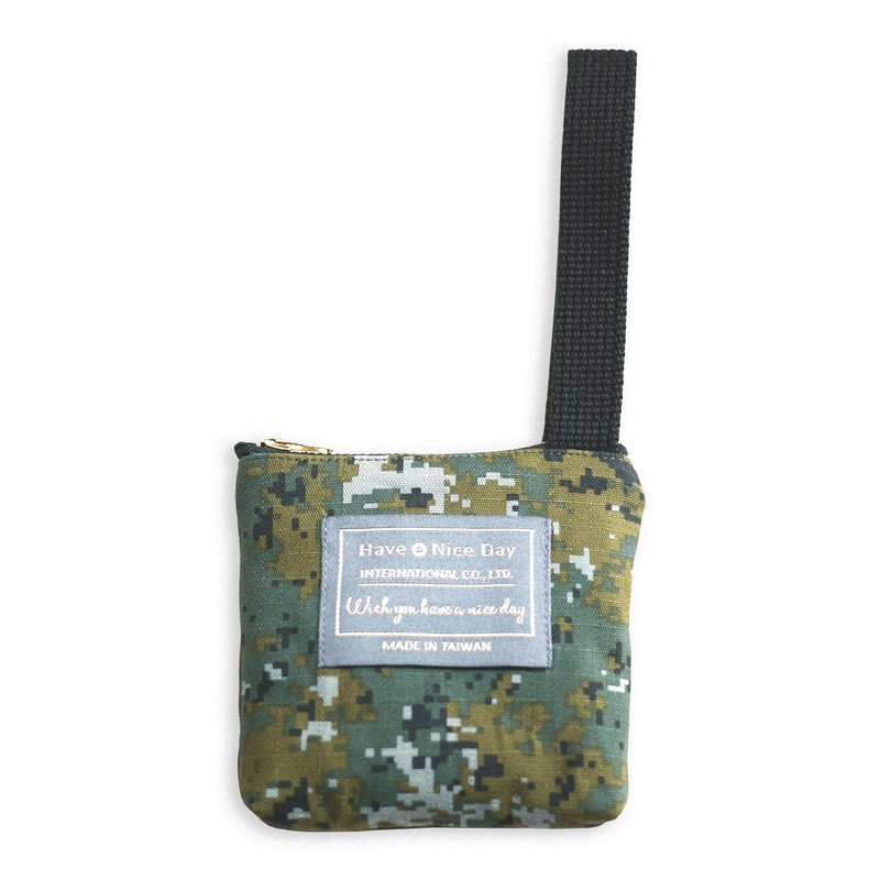 Have A Nice Day【随心带走】 提把钥匙零钱包-墨绿丛林迷彩 - 零钱包 - 棉．麻 绿色