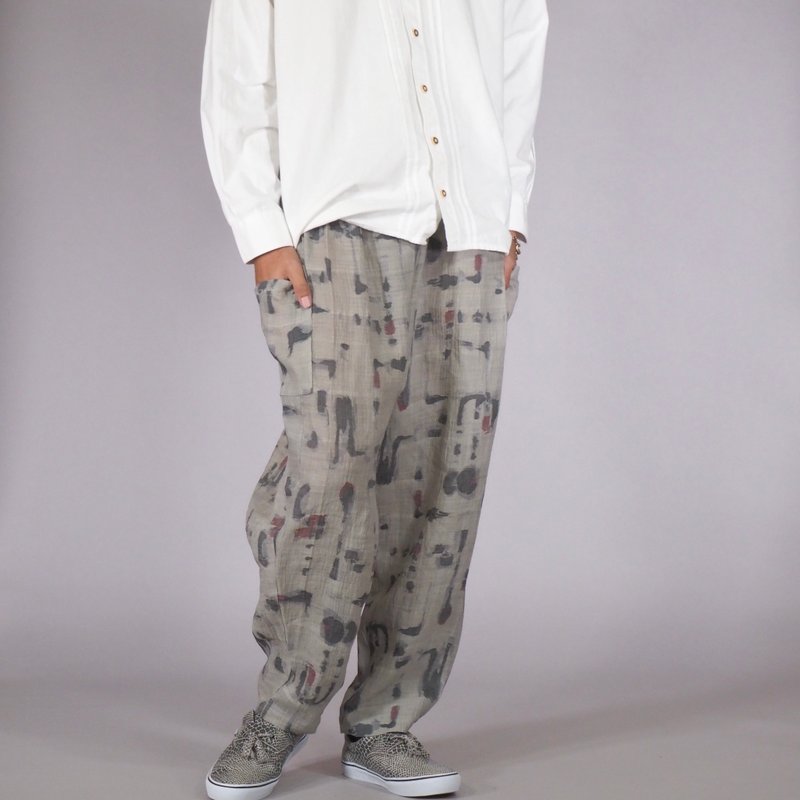 【日本制造】复古和服翻拍、诺拉裤、锥形阔腿裤、均码、宽松裤 - 男士长裤 - 丝．绢 蓝色