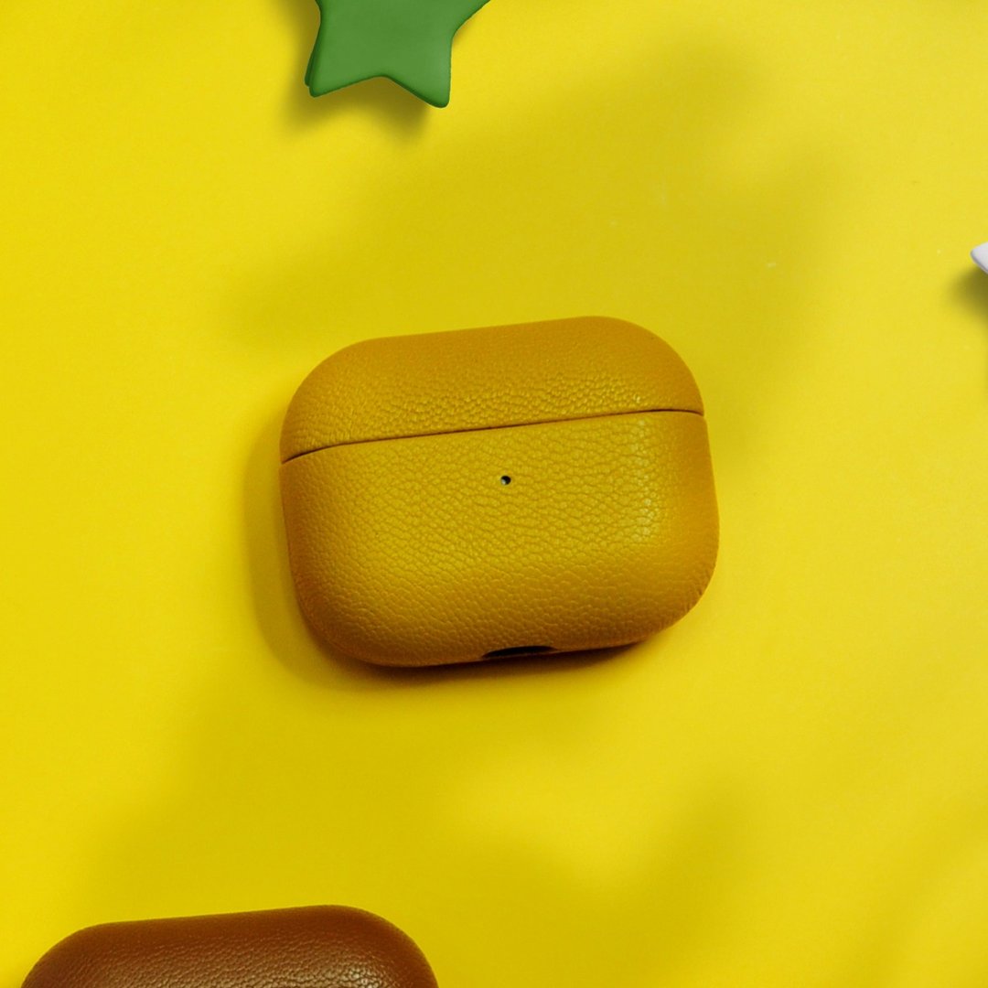 AirPods 4/3/Pro/Pro2 羊皮 耳机保护壳 Sienna 黄褐色 定制刻字 - 耳机 - 真皮 黄色