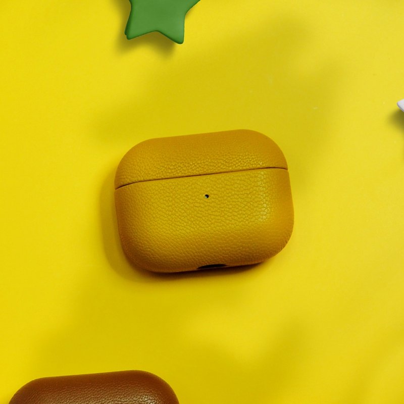 AirPods 4/3/Pro/Pro2 羊皮 耳机保护壳 Sienna 黄褐色 定制刻字 - 耳机 - 真皮 黄色