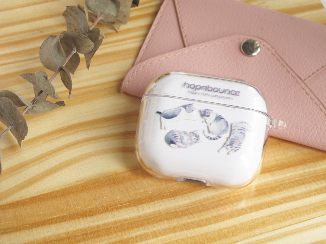 猫咪 透明 AirPods 保护套(硬壳/软壳可选,支持所有 AirPods 型号 - 耳机收纳 - 塑料 透明