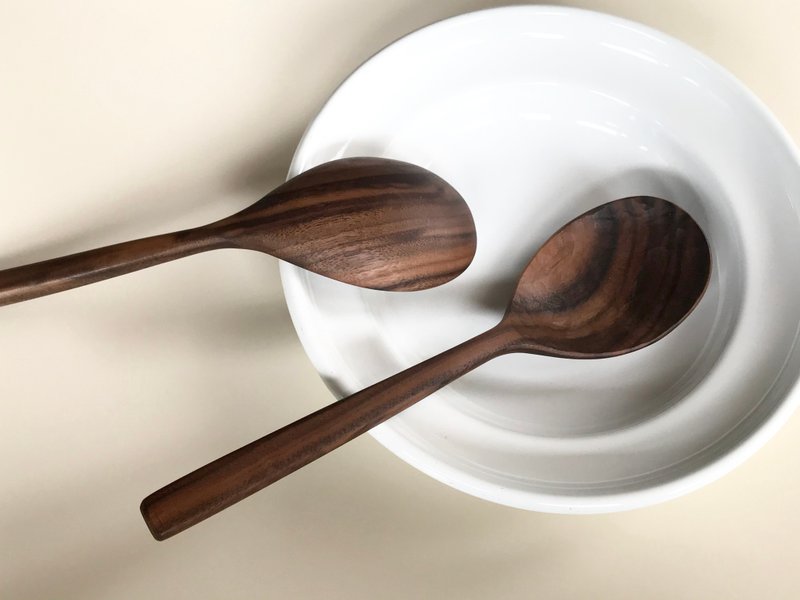 黑胡桃木长柄汤匙 25 厘米 - 餐刀/叉/匙组合 - 木头 咖啡色