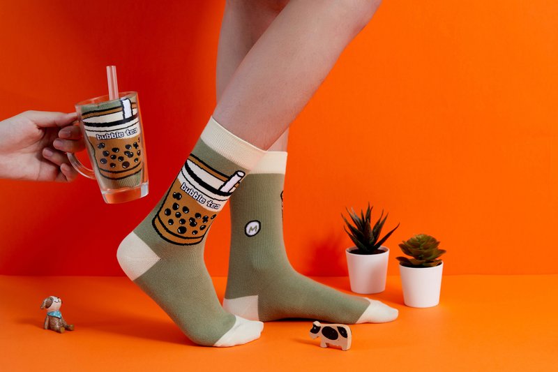2双入-珍珠奶茶袜 Bubble Tea SOCKS 2PRS - 袜子 - 棉．麻 多色