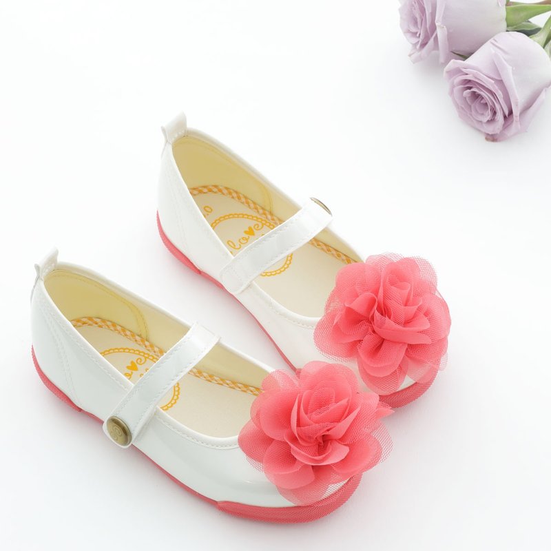 Blair珍珠白珊瑚红花娃娃鞋-(特价商品 仅接受退货) - 童装鞋 - 其他人造纤维 白色