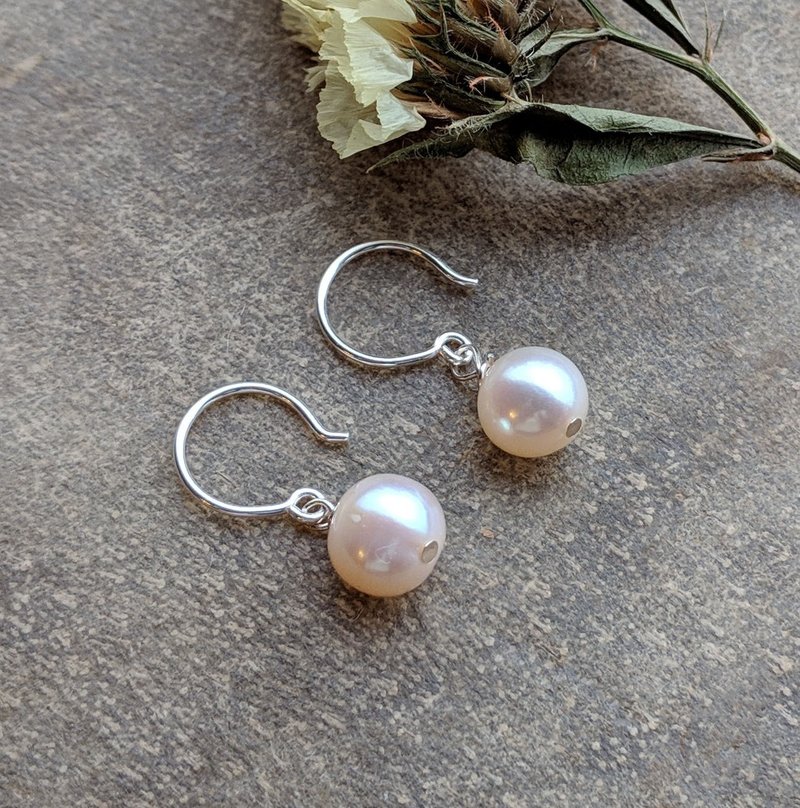 淡水珍珠纯银耳环 - 耳环/耳夹 - 珍珠 