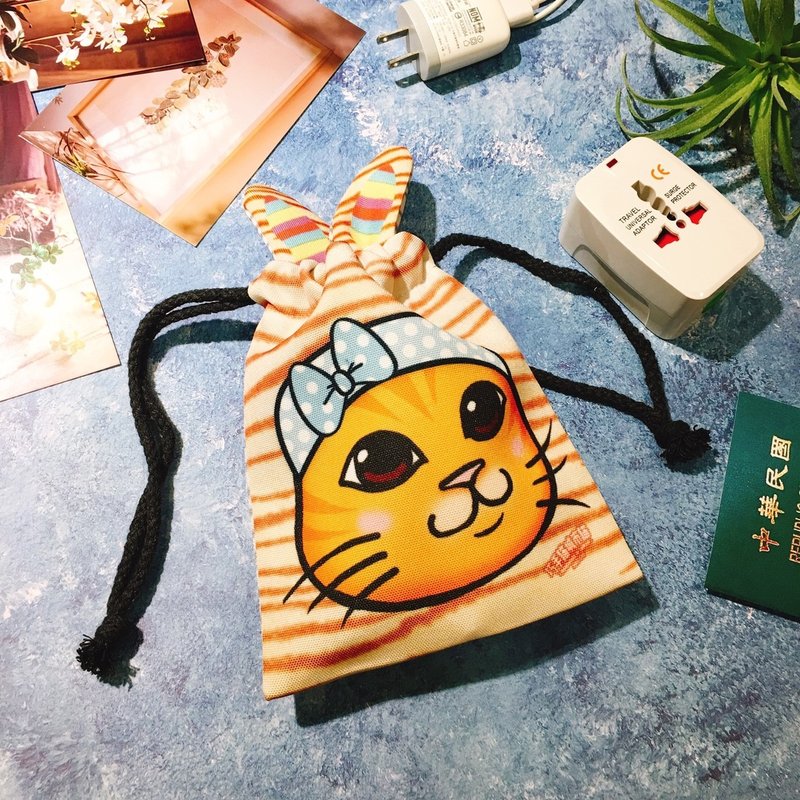 巧手猫x城市猫 造型耳朵束口收纳袋 狗 猫 兔子 圣诞交换礼物 - 化妆包/杂物包 - 其他人造纤维 多色