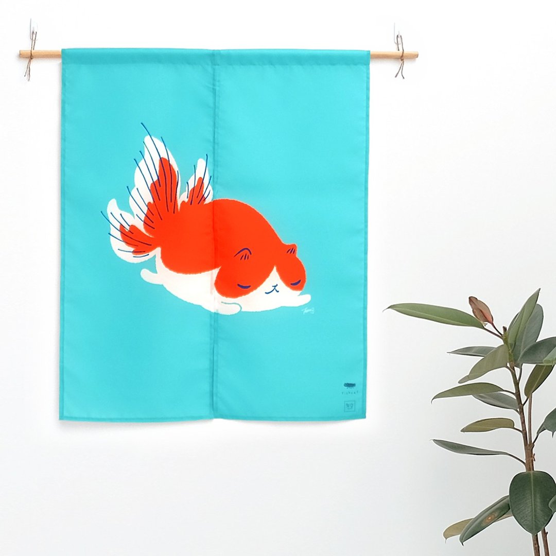 Tisha 金鱼喵 / 趴姿 - 湖水蓝  门帘 /80*125cm - 门帘/门牌 - 其他人造纤维 蓝色