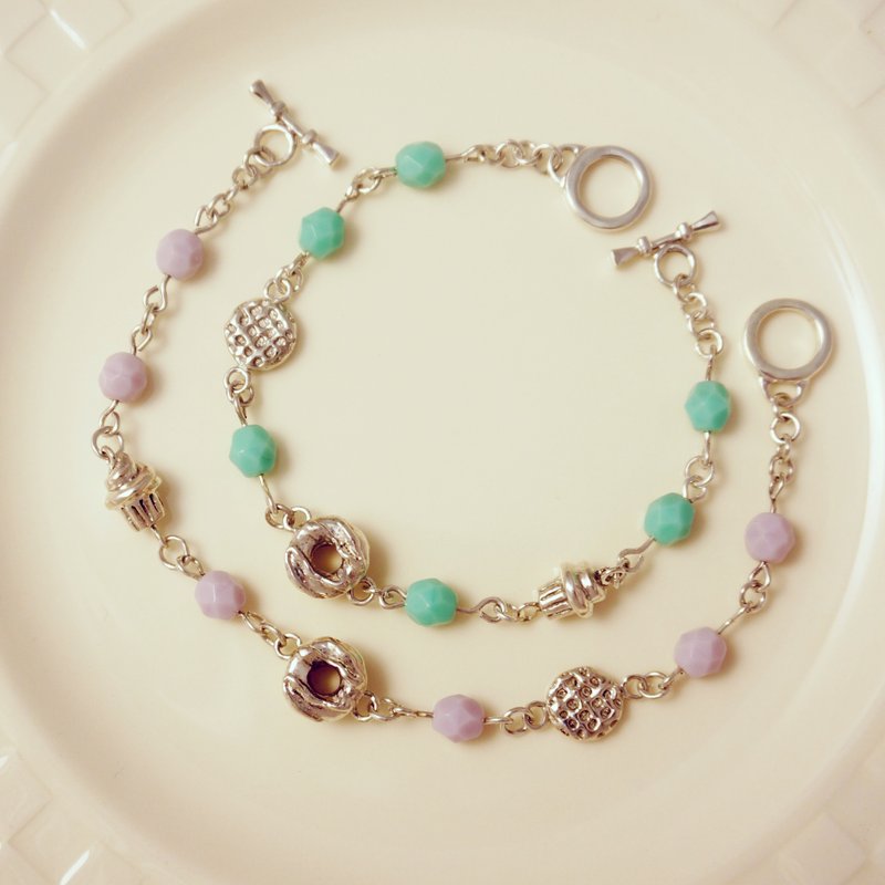 Fancy Moon*Sweet Moment.点心链·手链·925纯银 - 手链/手环 - 其他金属 粉红色