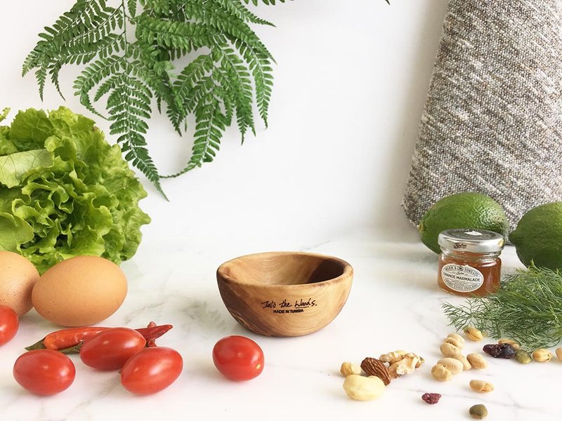 整块橄榄木小碗 沾酱-酱料-香料-蜂蜜-果酱 - 碗 - 木头 橘色