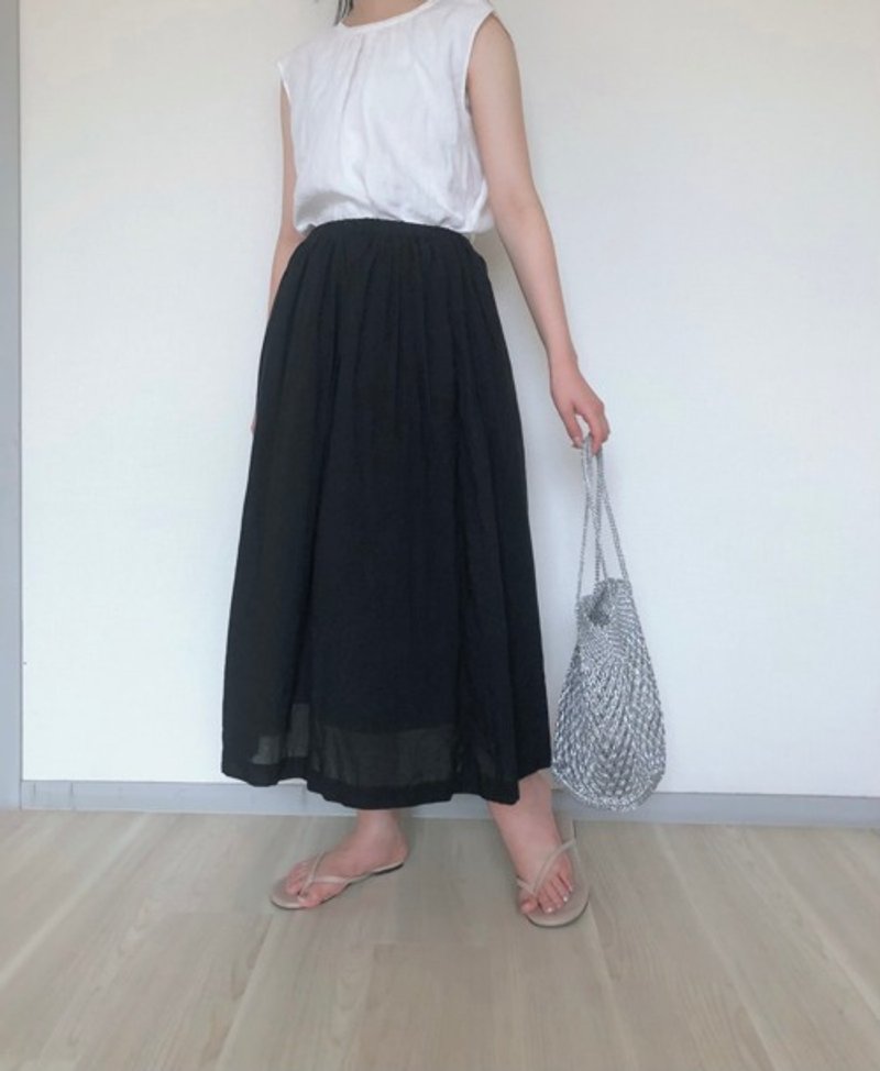 Pinkoi 代购 - 【春夏】内衬聚拢半身裙黑 - 裙子 - 棉．麻 