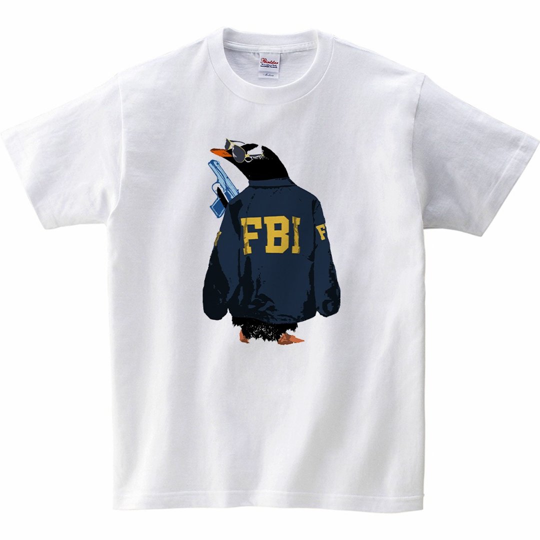 Kids T-shirt / FBI penguin - 童装上衣 - 棉 白色