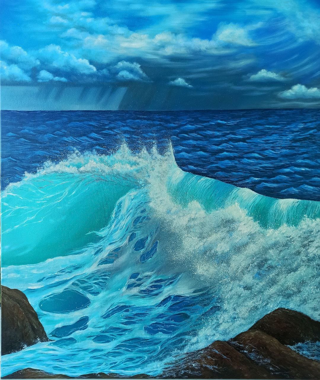 海油画海景艺术画与海蓝波海 - 海报/装饰画/版画 - 棉．麻 多色