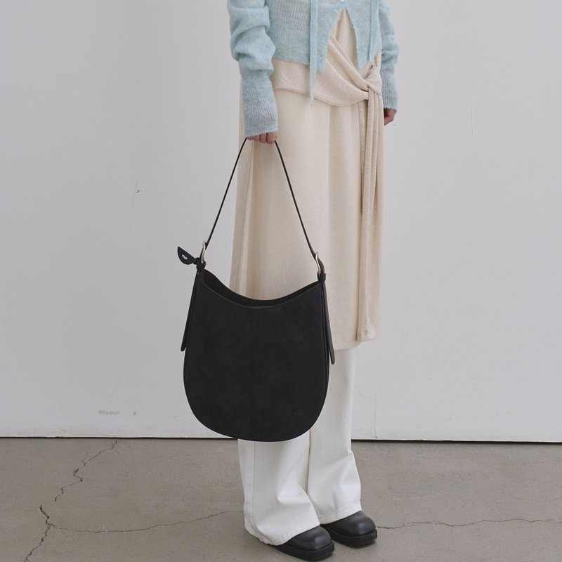 韓國製 MUR Pair bag 手袋/單肩包/上肩袋/手提袋 Suede Black - 侧背包/斜挎包 - 环保材料 