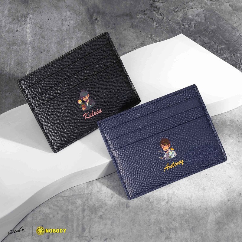 Nobody限量版 周星驰电影 NFT 定制化刻字 皮革信用卡套 (2色) - 皮夹/钱包 - 真皮 黑色