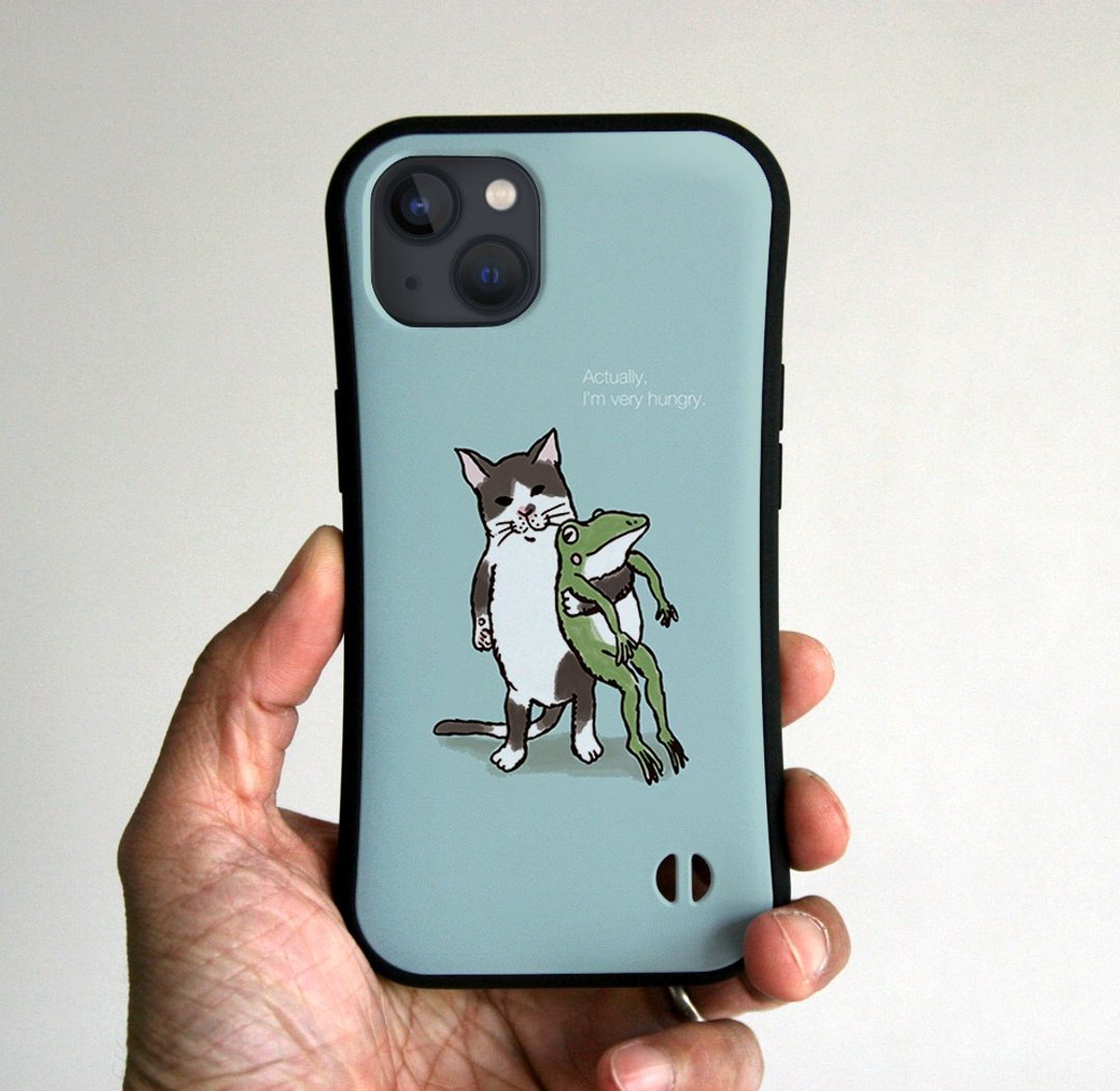 Grip iPhone Case Nakayoshi Actually Blue Gray - 手机壳/手机套 - 塑料 灰色