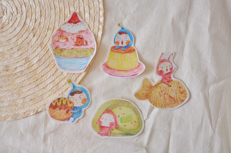 日式小吃磨沙贴纸包 大款 - 贴纸 - 防水材质 多色