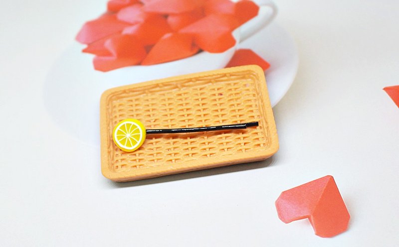 <仿真黏土发饰> => 切片柠檬－一字夹系列－ #俏皮  #可爱 - 发饰 - 粘土 黄色
