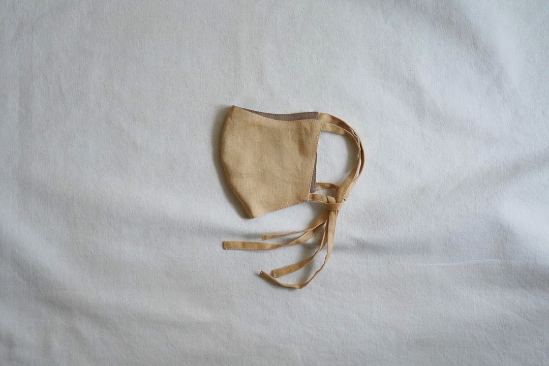 unisex mask | 双色绑带口罩 |  玉 子 x 陆 - 口罩 - 棉 黄色