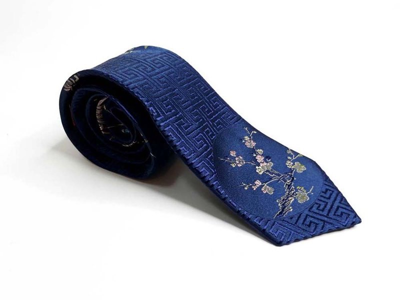 圆与花的配置 领带 Neckties - 领带/领带夹 - 丝．绢 蓝色
