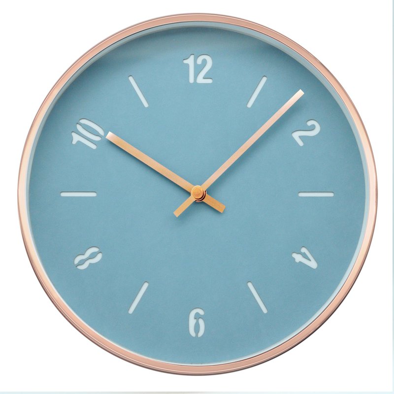 Modern- 蒂芙尼蓝皮革玫瑰金跳色静音时钟 挂钟 - 时钟/闹钟 - 其他金属 蓝色