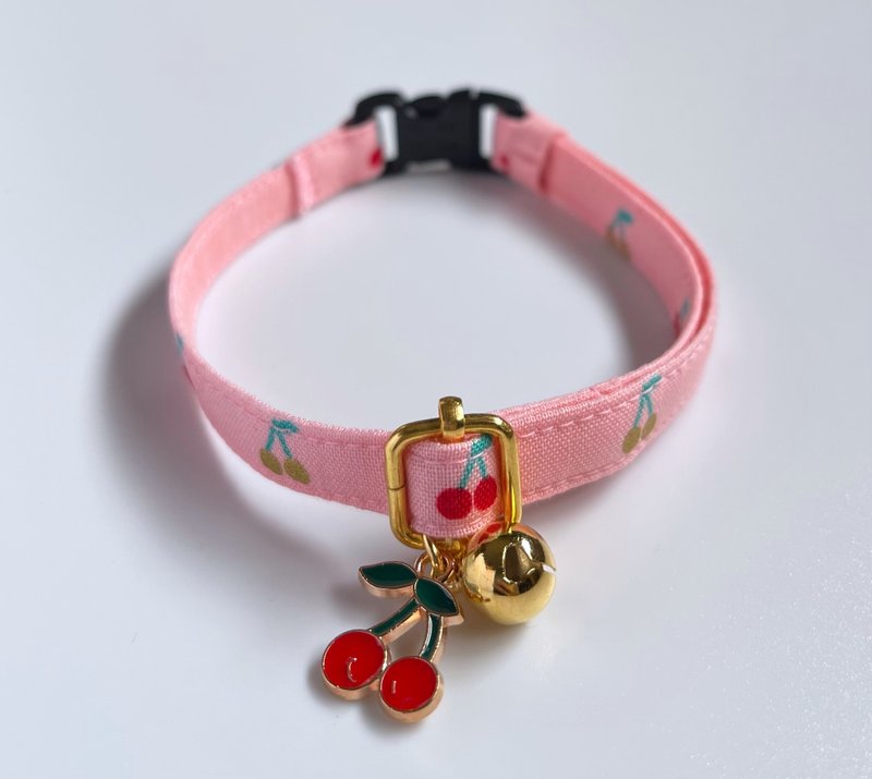 粉红x 樱桃色项圈 - 项圈/牵绳 - 棉．麻 粉红色