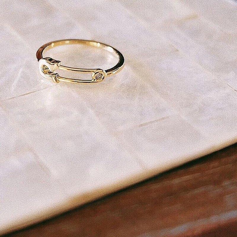 safety pin ring - 戒指 - 宝石 金色