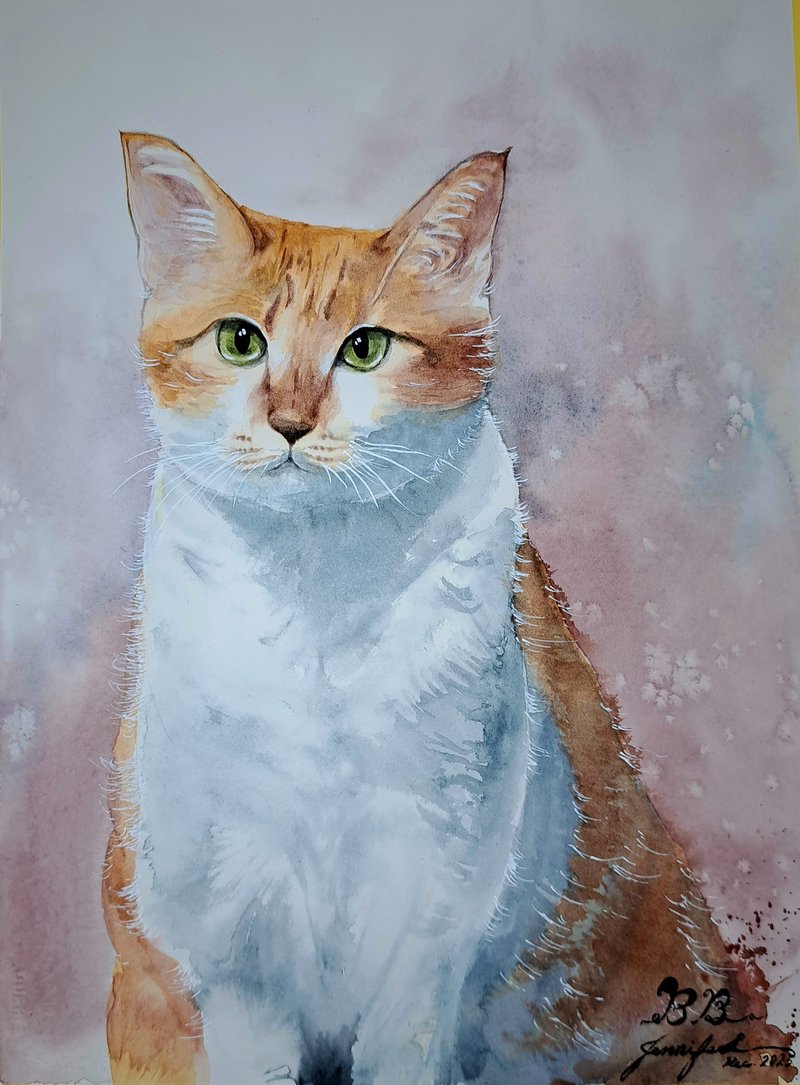 定制宠物手绘水彩画(含画框) - 订制抱枕/饰品 - 纸 