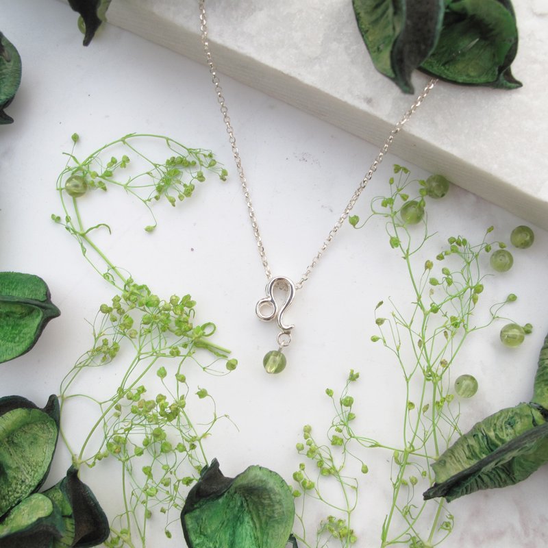 【手工星座】狮子座诞生石 |白晶 橄榄石 幸运纯银项链| 大员囡仔 - 项链 - 纯银 多色