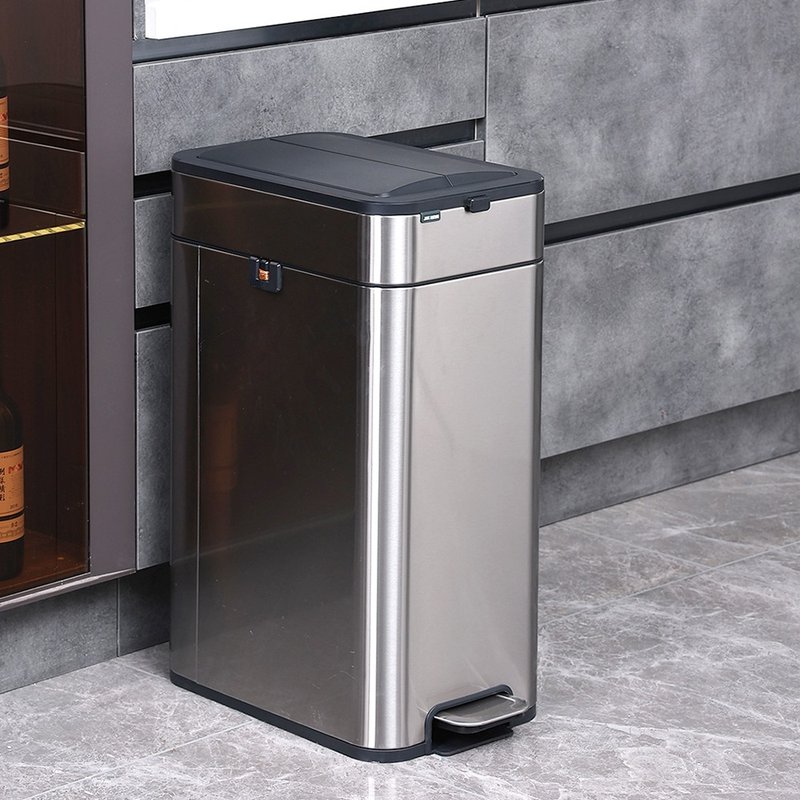 ELPHECO 不锈钢双开拉袋脚踏垃圾桶20L ELPH3711 - 垃圾桶 - 不锈钢 银色
