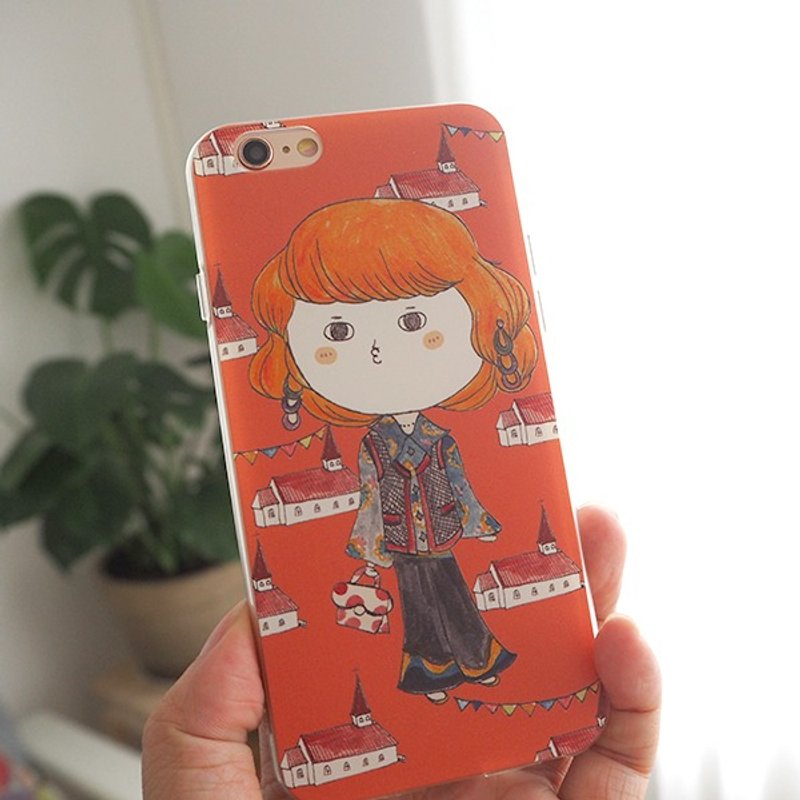 北欧复古风/全包耐摔軟殼保護套/插畫設計原創手機殼/節日禮物/包子小姐 - 手机壳/手机套 - 塑料 