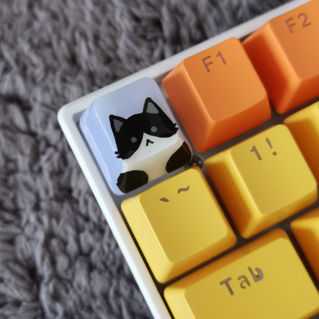 OEM keycap Black and white cat (Cow cat) - 电脑配件 - 塑料 黑色