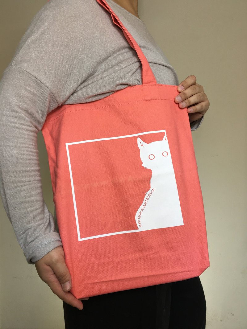 布包肩带方格内网印有偷窥猫图案。猫咪在版权周围乱跑 - 其他 - 棉．麻 蓝色