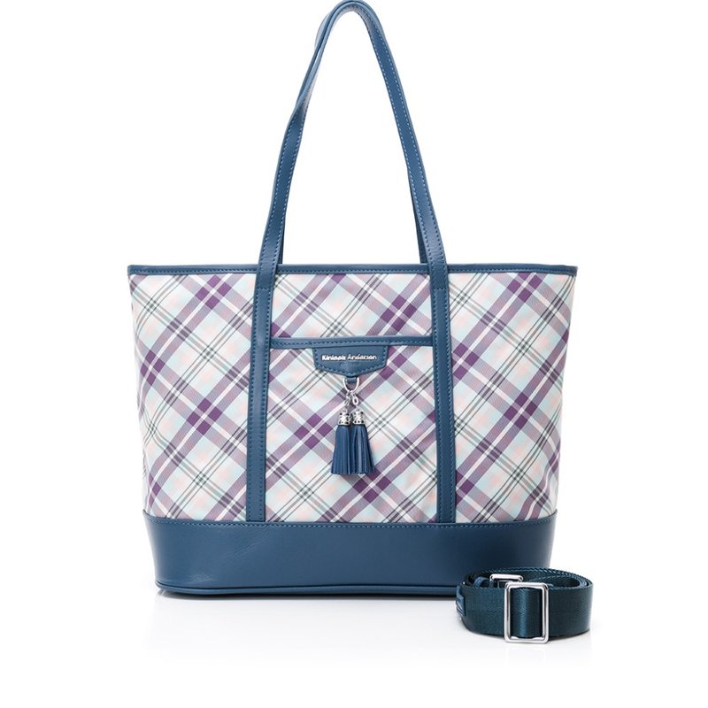 【金安德森】TASSEL 经典格纹2way托特包-蓝色 - 手提包/手提袋 - 尼龙 蓝色