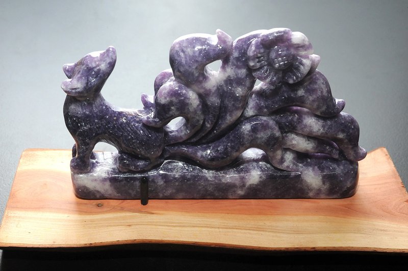 紫云母九尾狐 矿石/水晶/灵修/开运/招财/破煞/防小人 - 摆饰 - 宝石 