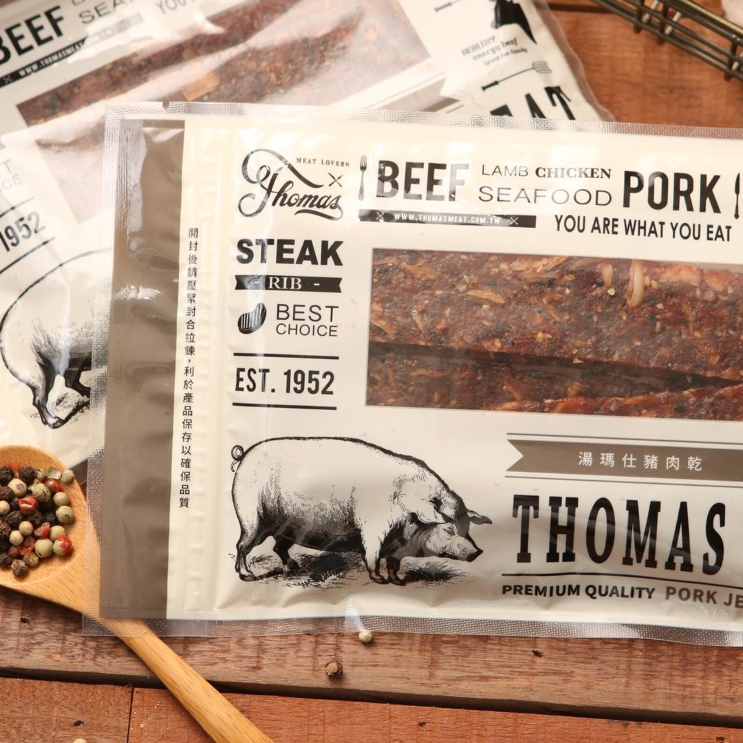 汤玛仕黑胡椒杏仁猪肉干 120g+/-4.5% - 肉干/肉松 - 新鲜食材 黑色